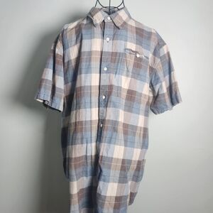 Grizzly Mountain Plaid Button Down Shirt XL Cotton Short Sleeve Casual